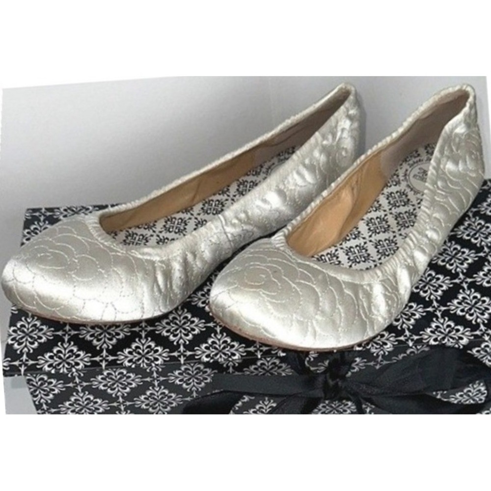 Hey Lady Smitten Ballet Flats Women's 7 Antique Silver Quilted Leather Bridal - Picture 14 of 16